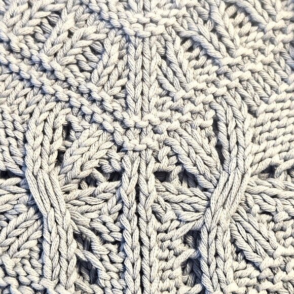 Sundance Women Chunky Knit Cardigan Blue M Crochet Boho Cottagecore Quiet Luxury - Picture 8 of 11